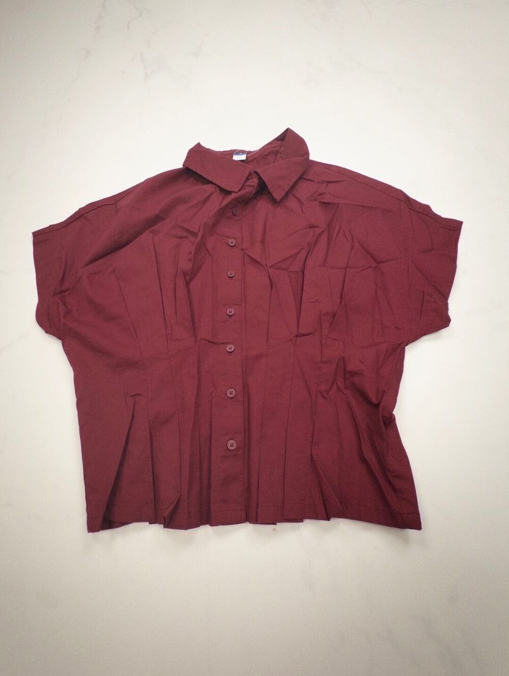 Old Navy Button-Up Shirt Burgundy 90s Minimalist Boxy Fit - Womens M